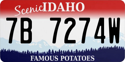 ID license plate 7B7274W