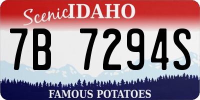 ID license plate 7B7294S