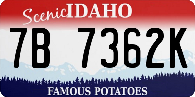ID license plate 7B7362K