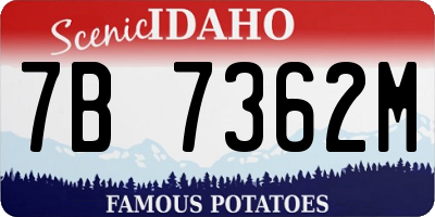 ID license plate 7B7362M