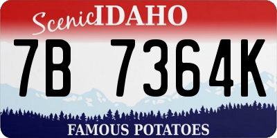 ID license plate 7B7364K