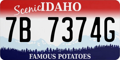 ID license plate 7B7374G