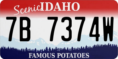 ID license plate 7B7374W
