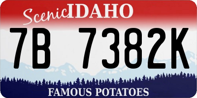 ID license plate 7B7382K
