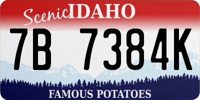 ID license plate 7B7384K