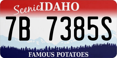 ID license plate 7B7385S