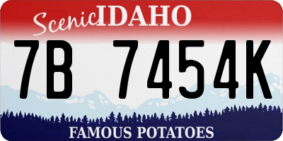 ID license plate 7B7454K