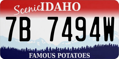 ID license plate 7B7494W