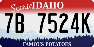 ID license plate 7B7524K
