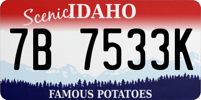 ID license plate 7B7533K