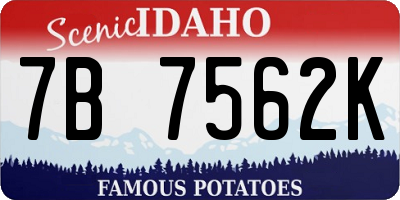 ID license plate 7B7562K