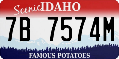 ID license plate 7B7574M