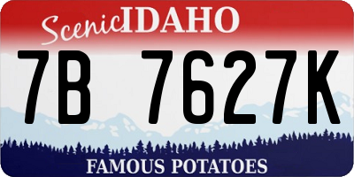 ID license plate 7B7627K
