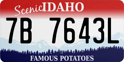 ID license plate 7B7643L