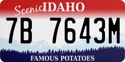 ID license plate 7B7643M