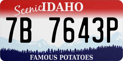 ID license plate 7B7643P