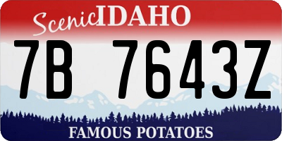 ID license plate 7B7643Z