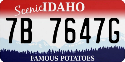 ID license plate 7B7647G