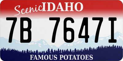 ID license plate 7B7647I