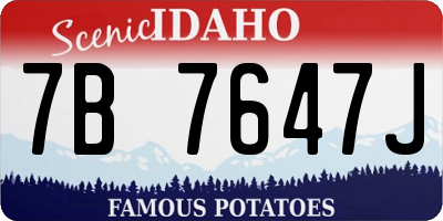 ID license plate 7B7647J