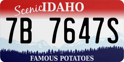 ID license plate 7B7647S