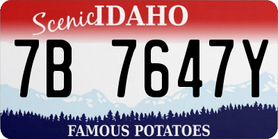 ID license plate 7B7647Y