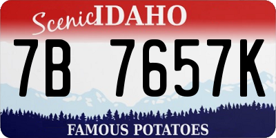 ID license plate 7B7657K