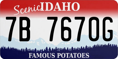 ID license plate 7B7670G