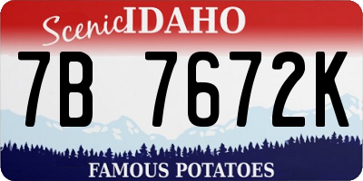 ID license plate 7B7672K