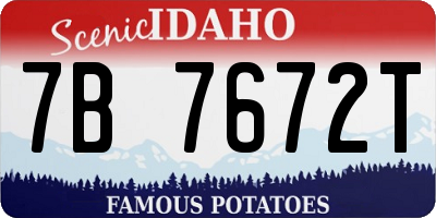 ID license plate 7B7672T