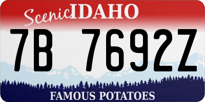 ID license plate 7B7692Z