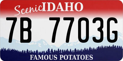 ID license plate 7B7703G