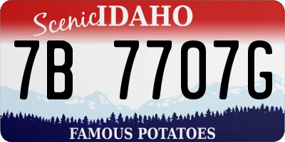 ID license plate 7B7707G