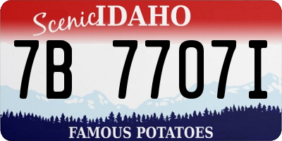 ID license plate 7B7707I