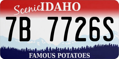 ID license plate 7B7726S