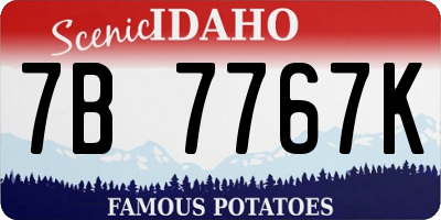 ID license plate 7B7767K