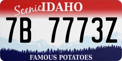 ID license plate 7B7773Z