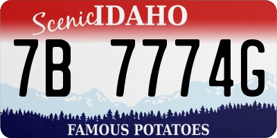 ID license plate 7B7774G