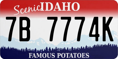 ID license plate 7B7774K