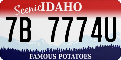 ID license plate 7B7774U