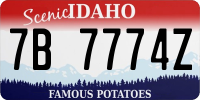 ID license plate 7B7774Z