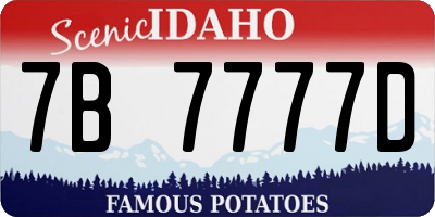 ID license plate 7B7777D