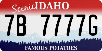 ID license plate 7B7777G
