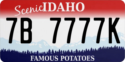 ID license plate 7B7777K