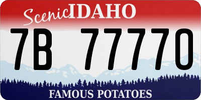ID license plate 7B7777O