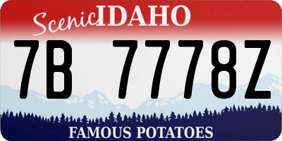 ID license plate 7B7778Z