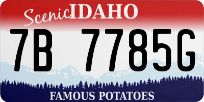 ID license plate 7B7785G