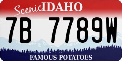 ID license plate 7B7789W