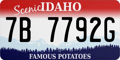 ID license plate 7B7792G
