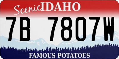 ID license plate 7B7807W